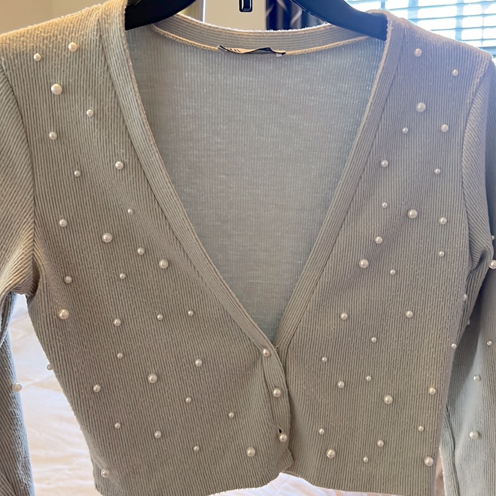 Zara Pearl Grey Cardigan - Picture 4 of 10